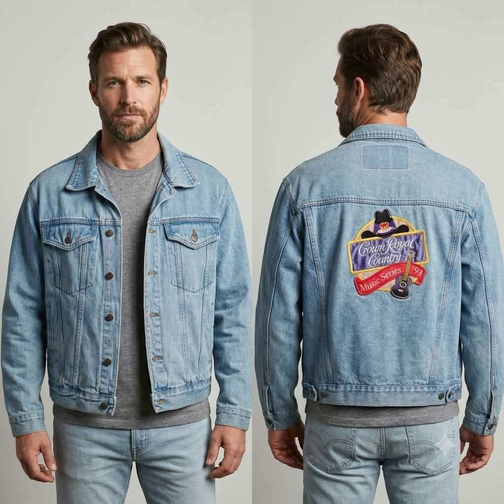 Vintage 1993 Crown Royal Country Music Series Denim Jacket Men's XL Embroidered